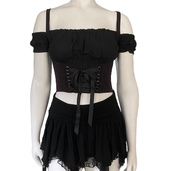 Dolls Kill Tops - DollsKill | NWT’s cyber Y2K gothic grunge milkmaid lace up corset top